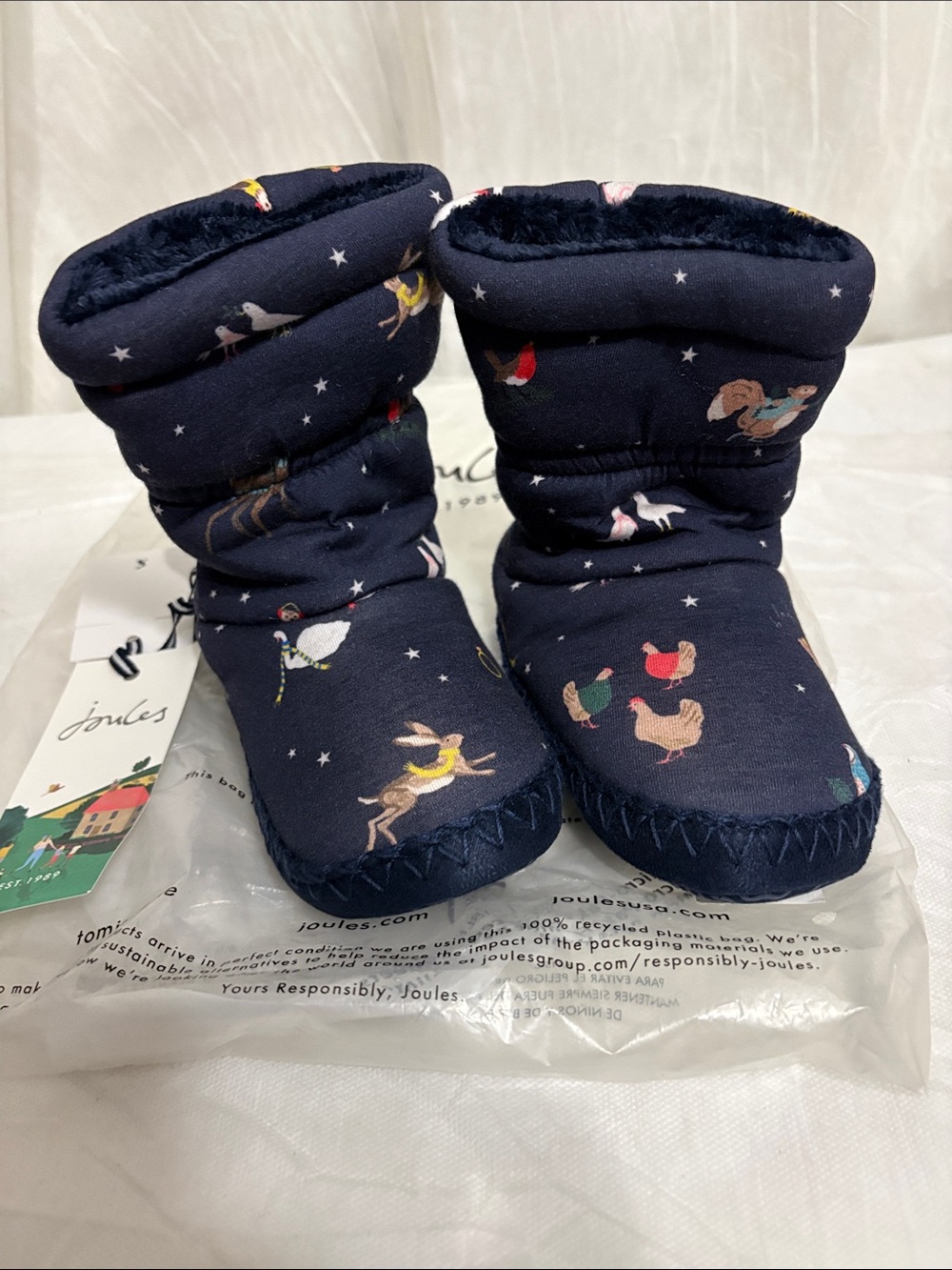 Joules Navy Kids' Slippers size M 11/12 NWT